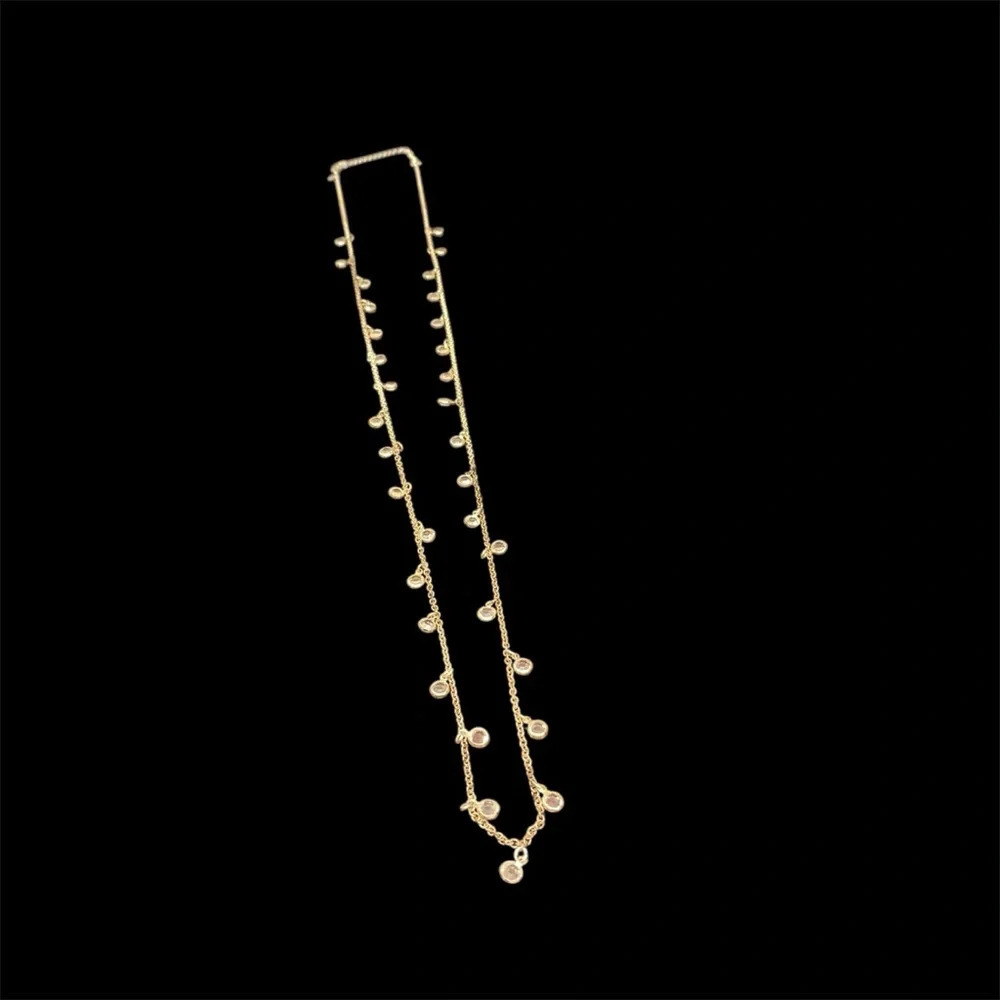 Avon long necklace with small clear crystals 44” long could double it up